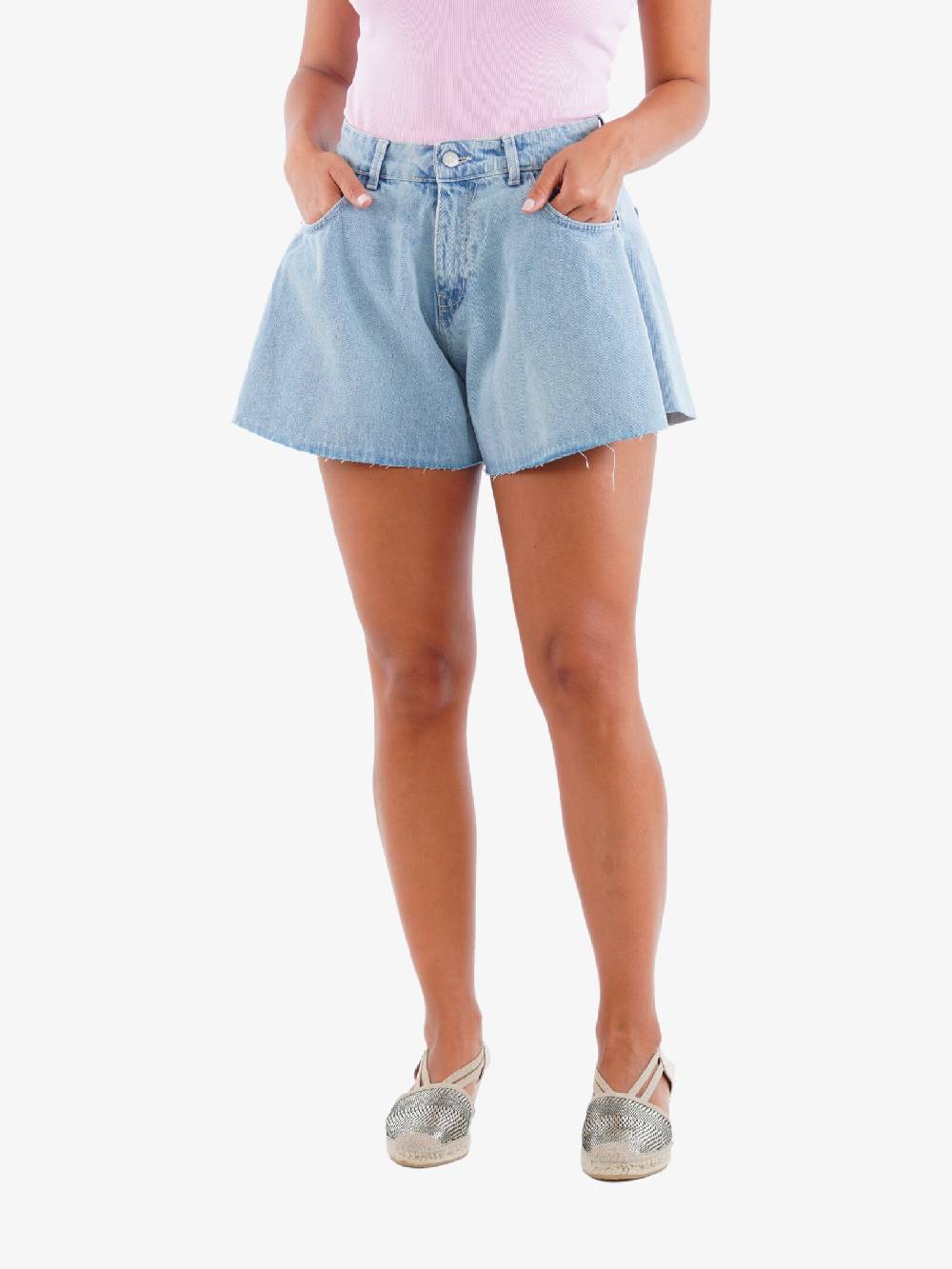 HAVE ONE Shorts In Denim Donna A Gamba Larga