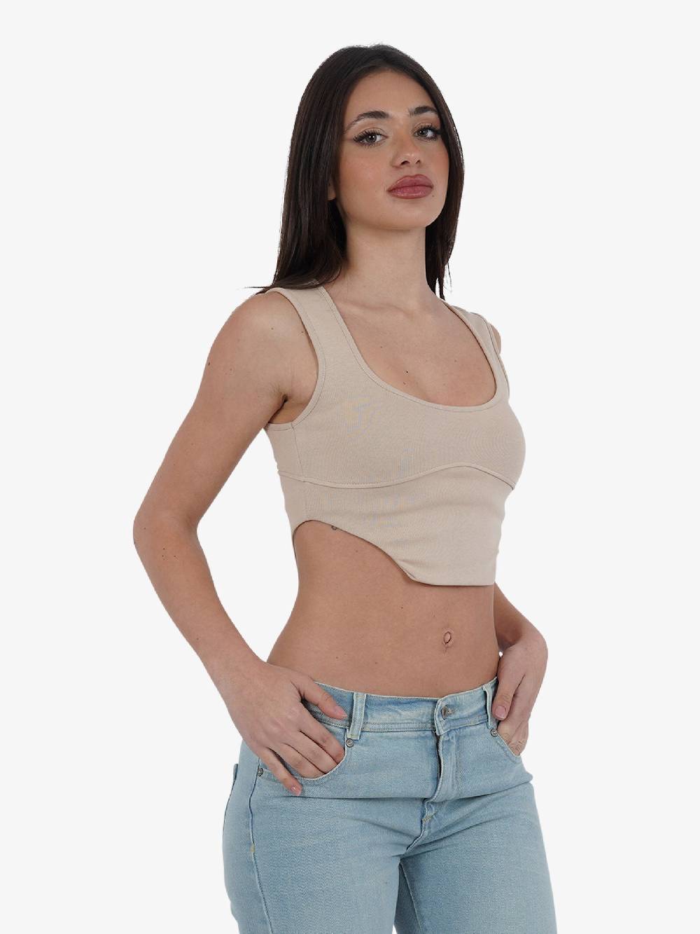 HAVE ONE Top RLA-L029 Donna Cotone Beige