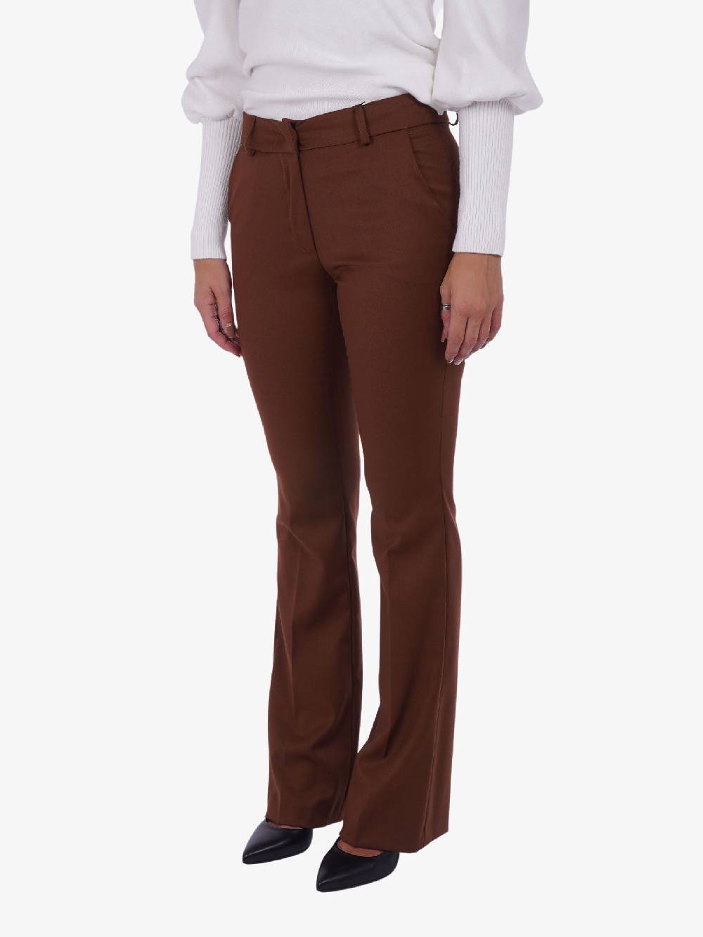 JE SUIS LE FLEUR Pantalone Flared Donna Marrone