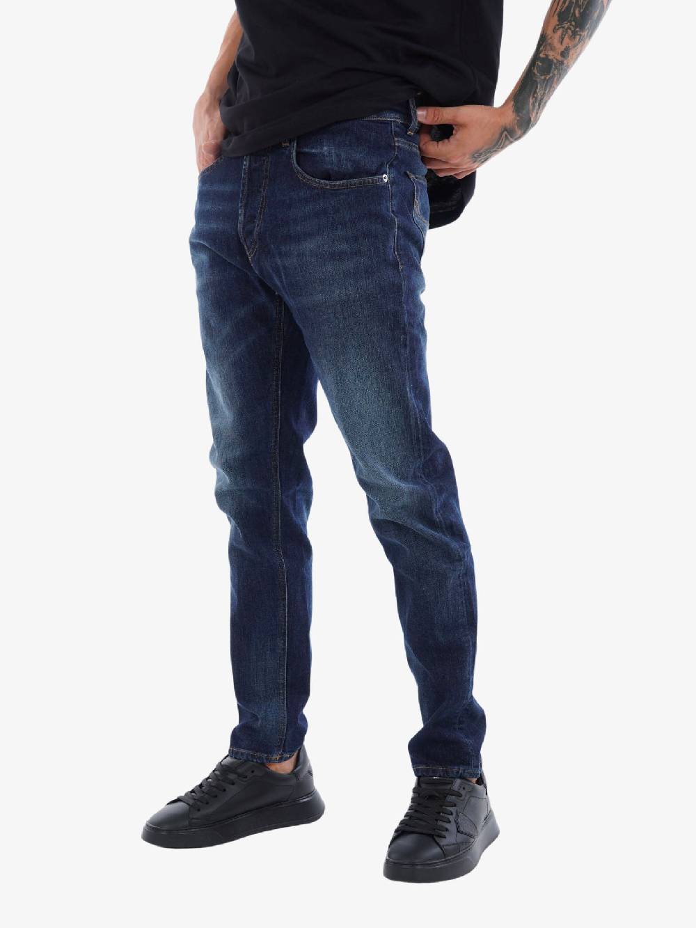 DONDUP Jeans Dian Skinny Carrot Slim Uomo In Cotone Nero