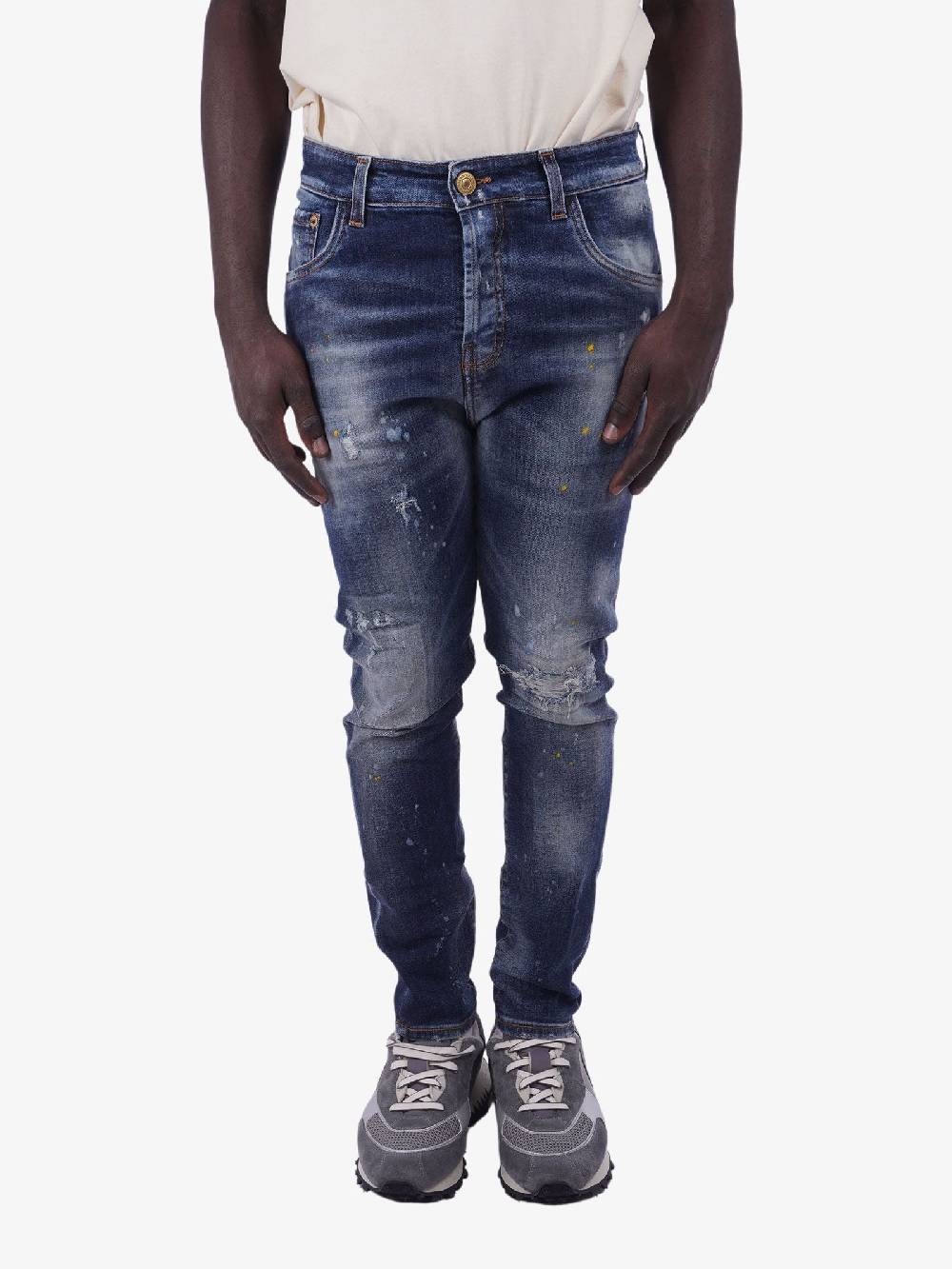 YES LONDON Jeans Distressed Twist Uomo Lavaggio Medio