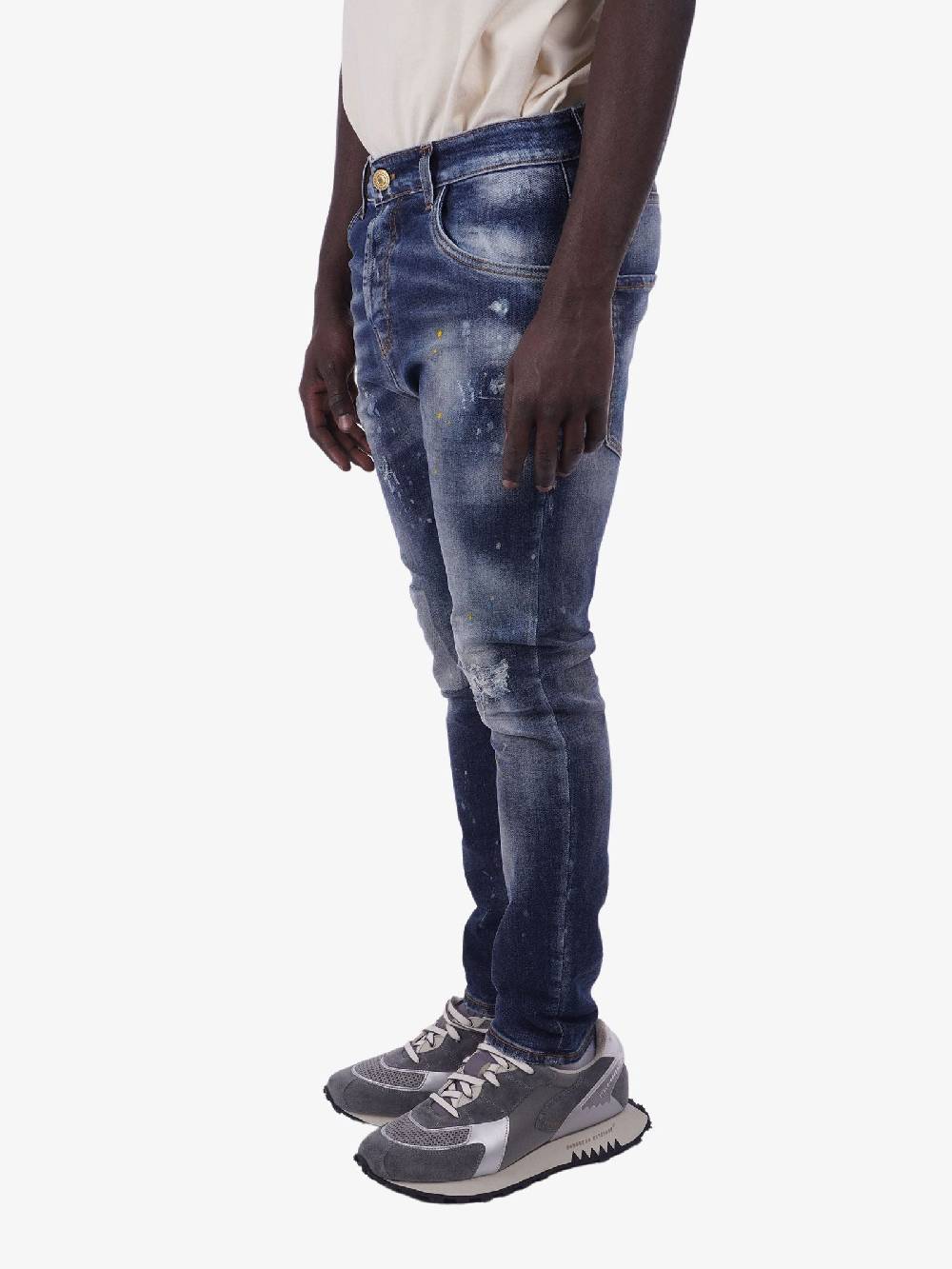 YES LONDON Jeans Distressed Twist Uomo Lavaggio Medio
