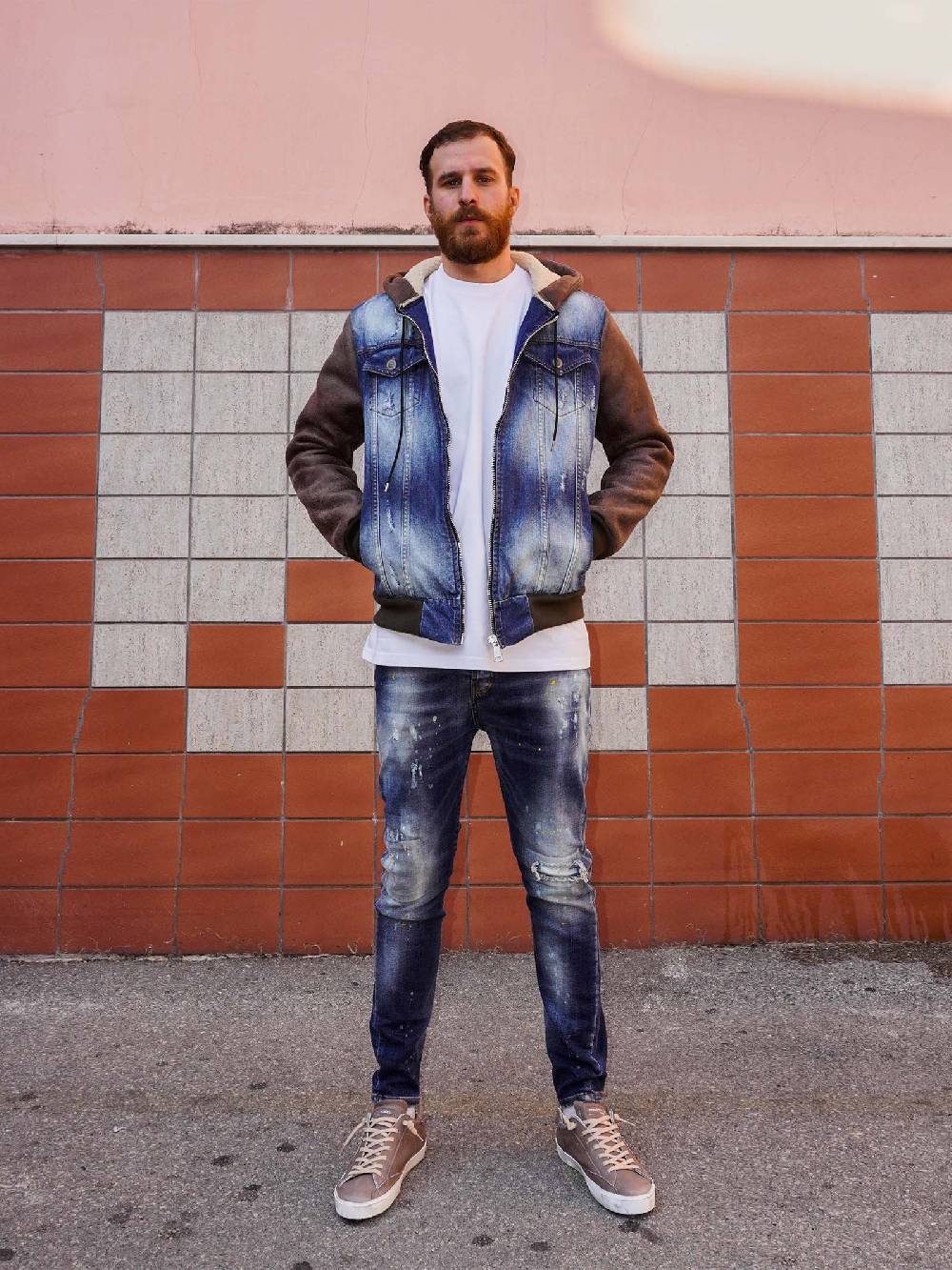 YES LONDON Jeans Distressed Twist Uomo Lavaggio Medio