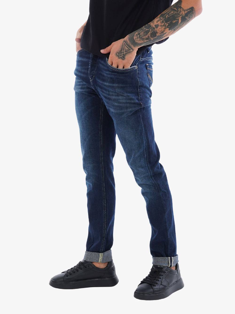 DONDUP Jeans George Skinny In Bull Stretch Uomo Denim Scuro