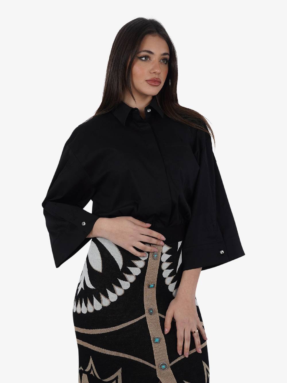 JIJIL Camicia CA137 Donna Cotone Nero