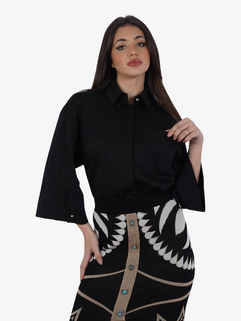 JIJIL Camicia CA137 Donna Cotone Nero