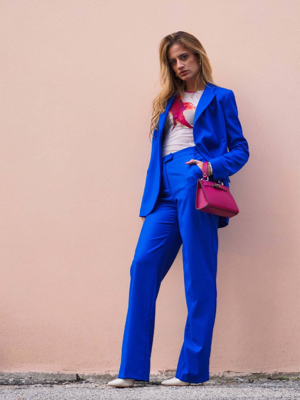 JIJIL Pantalone A Vita Alta Donna Blu