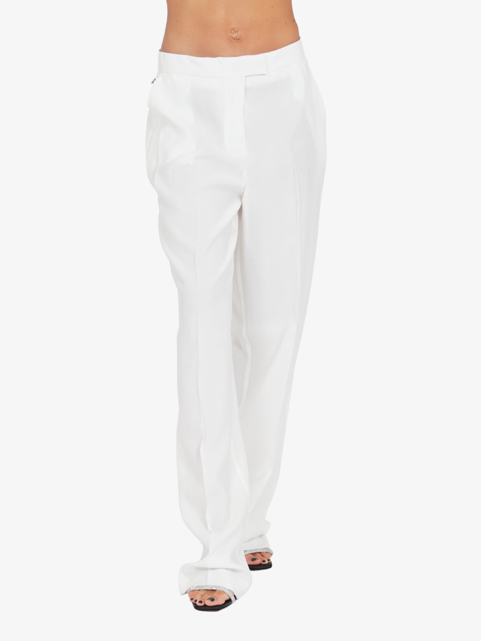 JIJIL Pantalone Viscosa Beige Con Dettagli A Righe