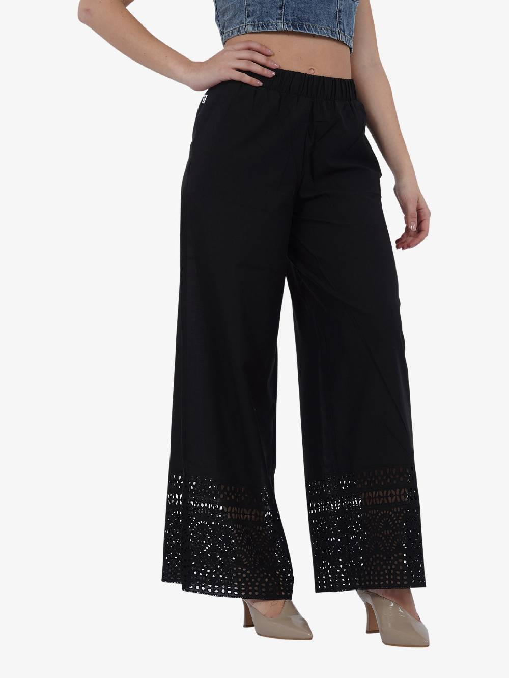 JIJIL Pantaloni PA236 Donna Cotone Nero