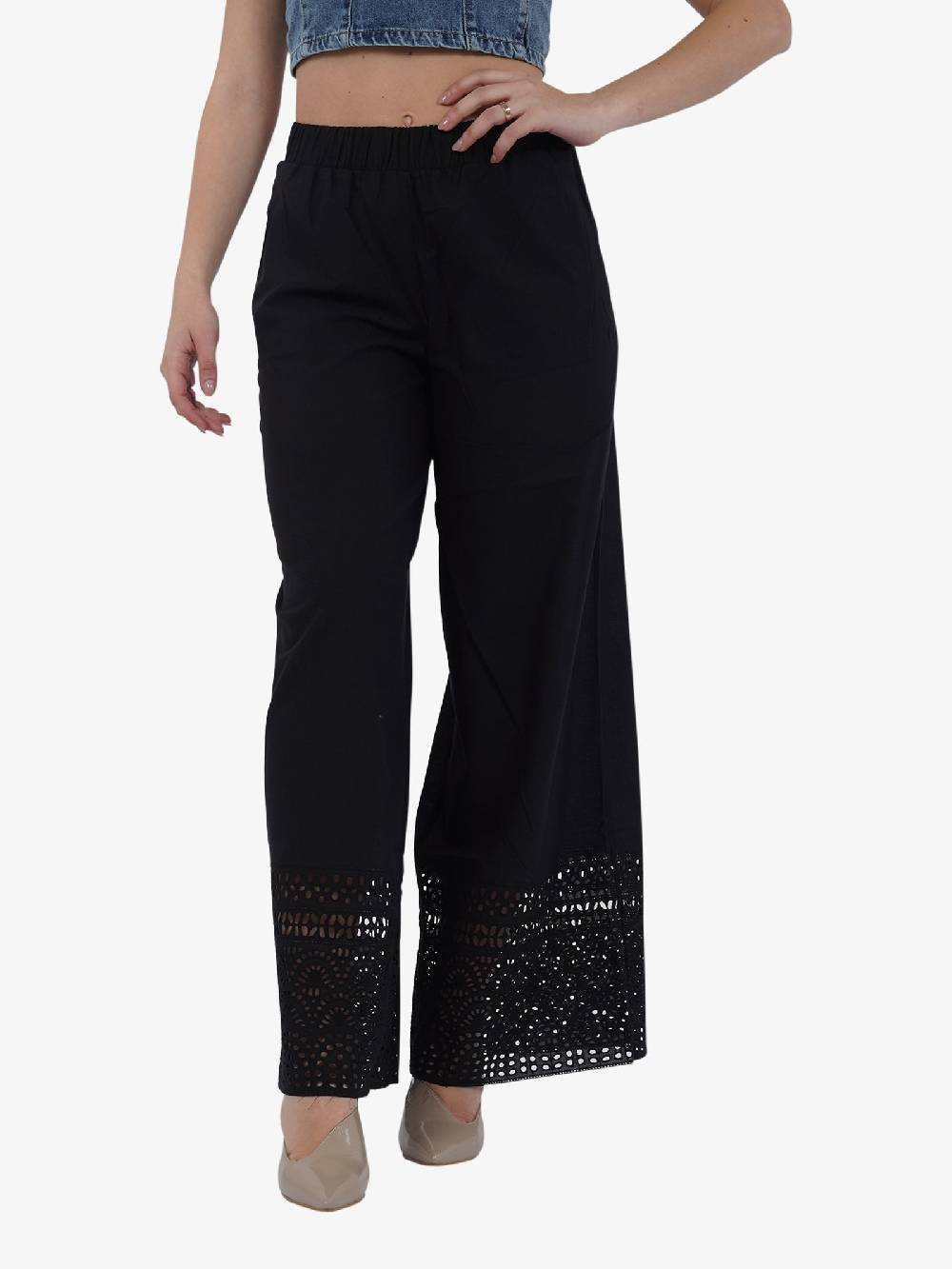 JIJIL Pantaloni PA236 donna cotone nero