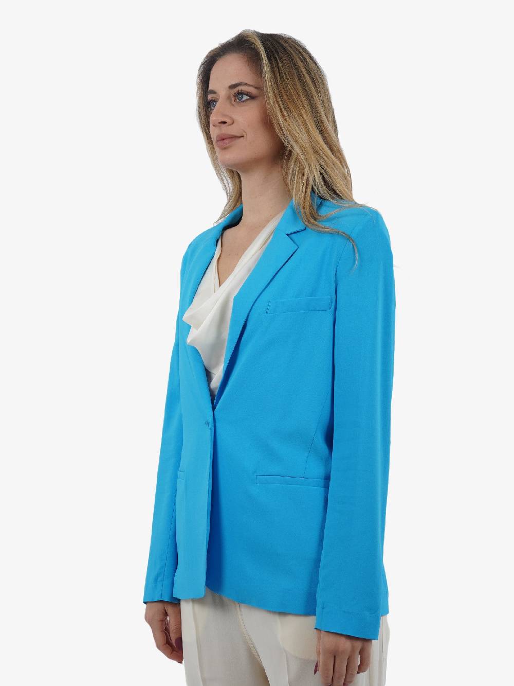 JUCCA Giacca In Viscosa Monopetto Donna Azzurra