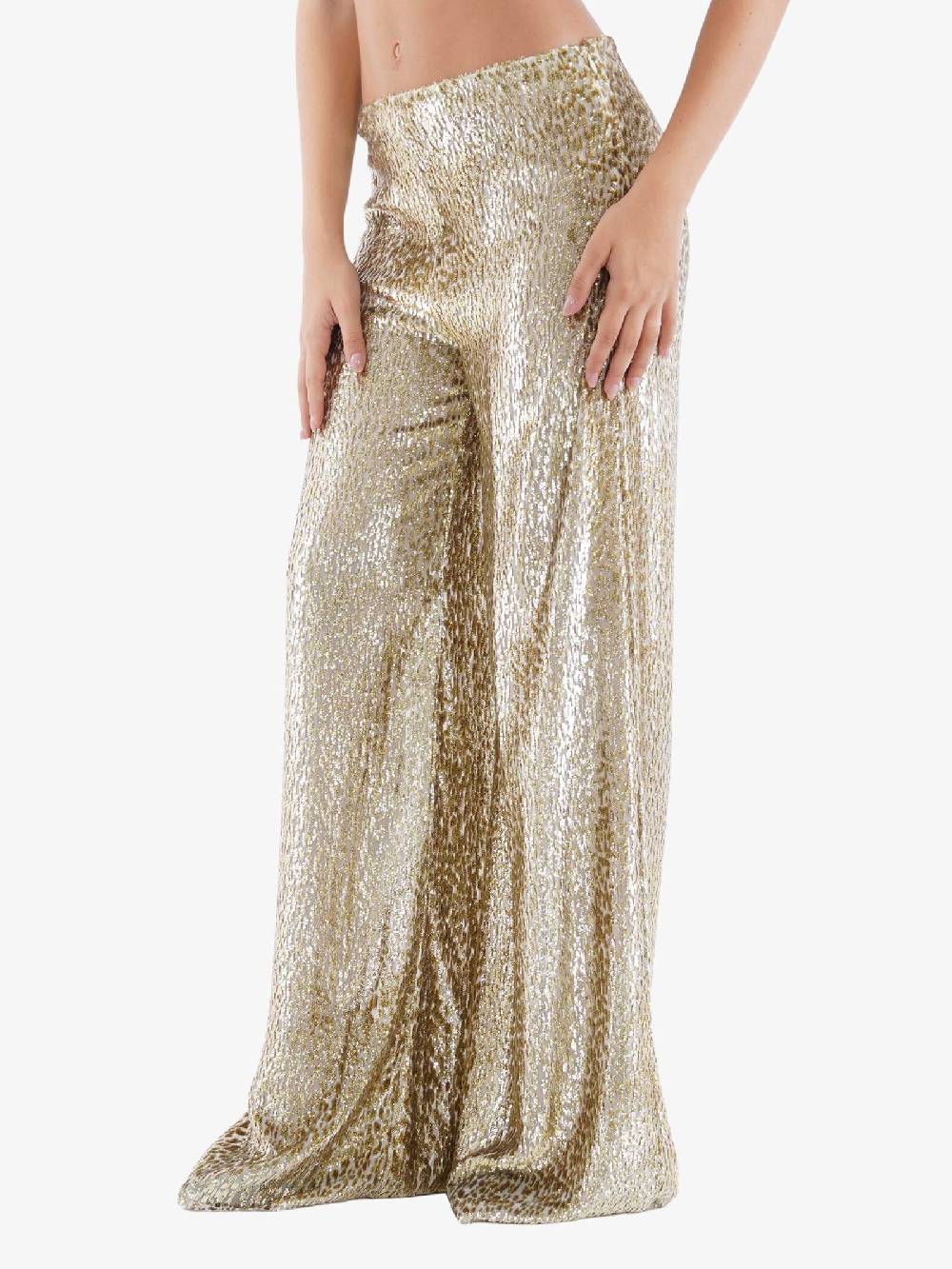 JUCCA Pantalone A Gamba Ampia Donna In Lurex Oro