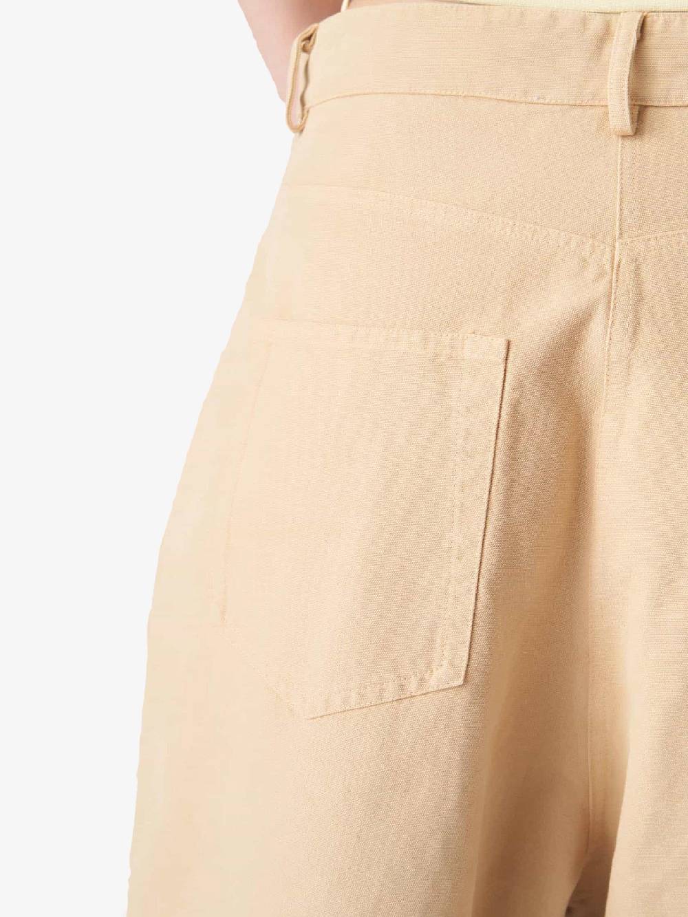 JUCCA Pantalone In Cotone Beige Con Pince Donna