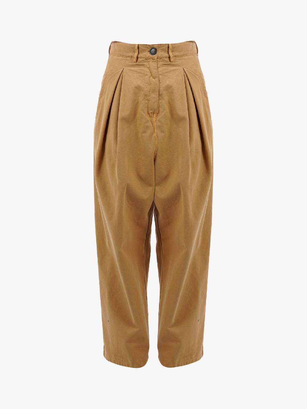 JUCCA Pantalone In Cotone Beige Con Pince Donna