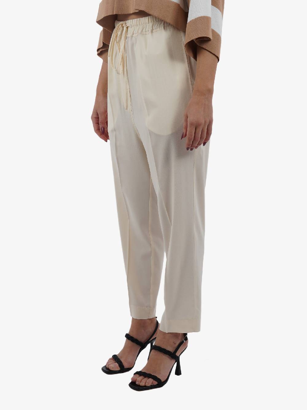 JUCCA Pantalone In Viscosa Donna Panna