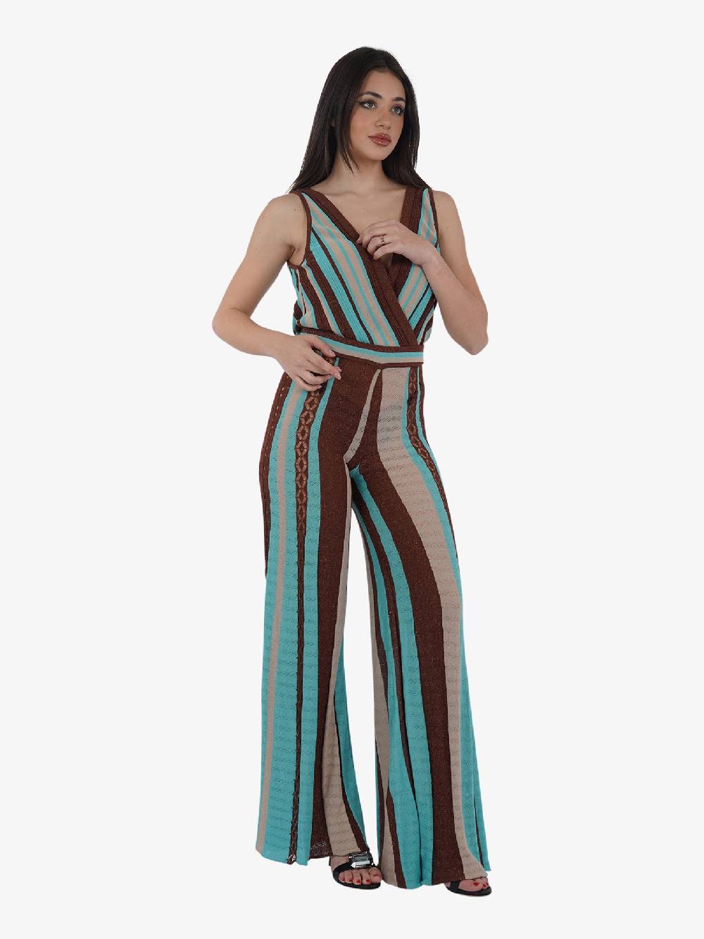 AKEP Jumpsuit In Maglia In Punto Pizzo Lurex VSKD05056 Donna Viscosa Marrone