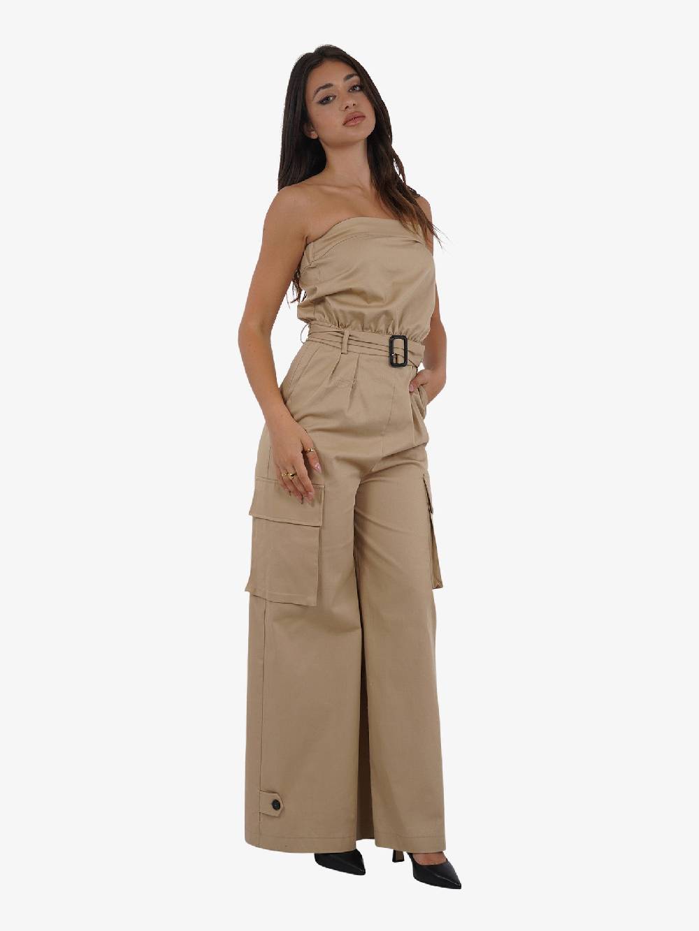 VICOLO Jumpsuit Senza Spalline TB0071 Donna Cotone Beige