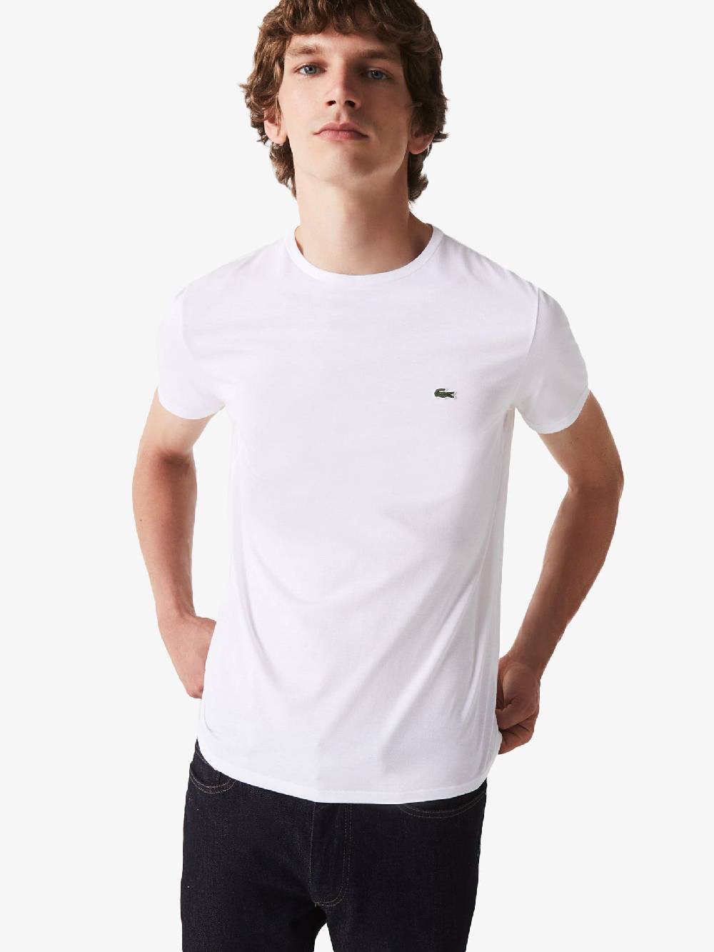 LACOSTE T-shirt Uomo In Cotone Bianco