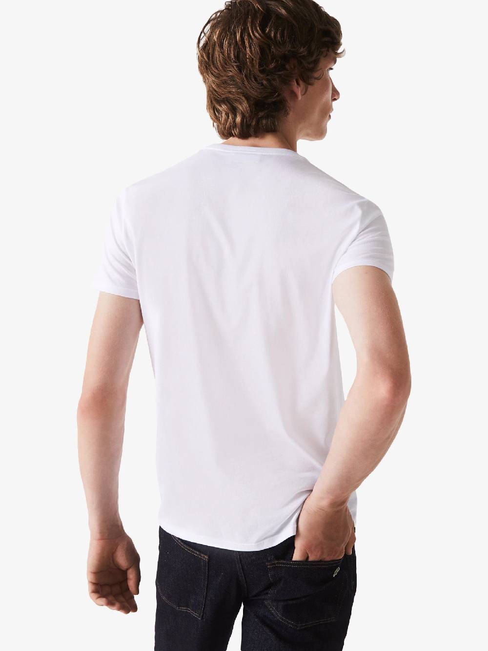 LACOSTE T-shirt Uomo In Cotone Bianco