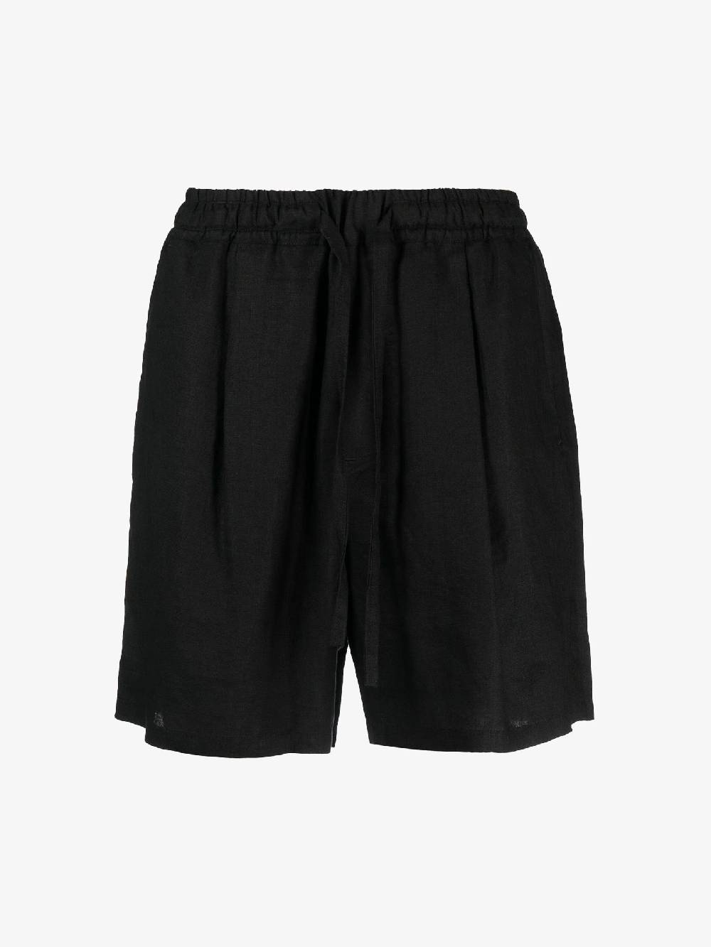 LOW BRAND Bermuda Uomo In Lino Con Elastico Nero