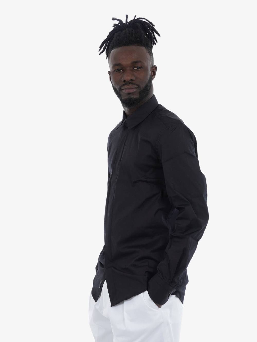 LOW BRAND Camicia Popeline Comfort Uomo Nera