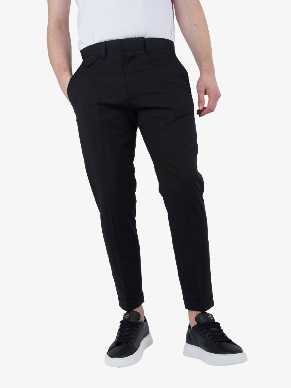 LOW BRAND Pantalone Cooper Uomo In Lana Nero