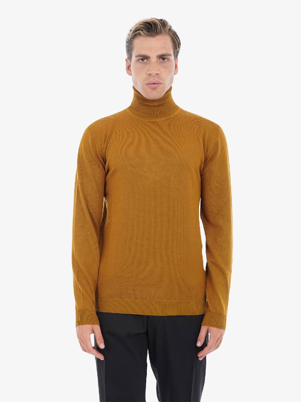 SSEINSE Maglia A Collo Alto 2501SS Uomo In Misto Viscosa Senape