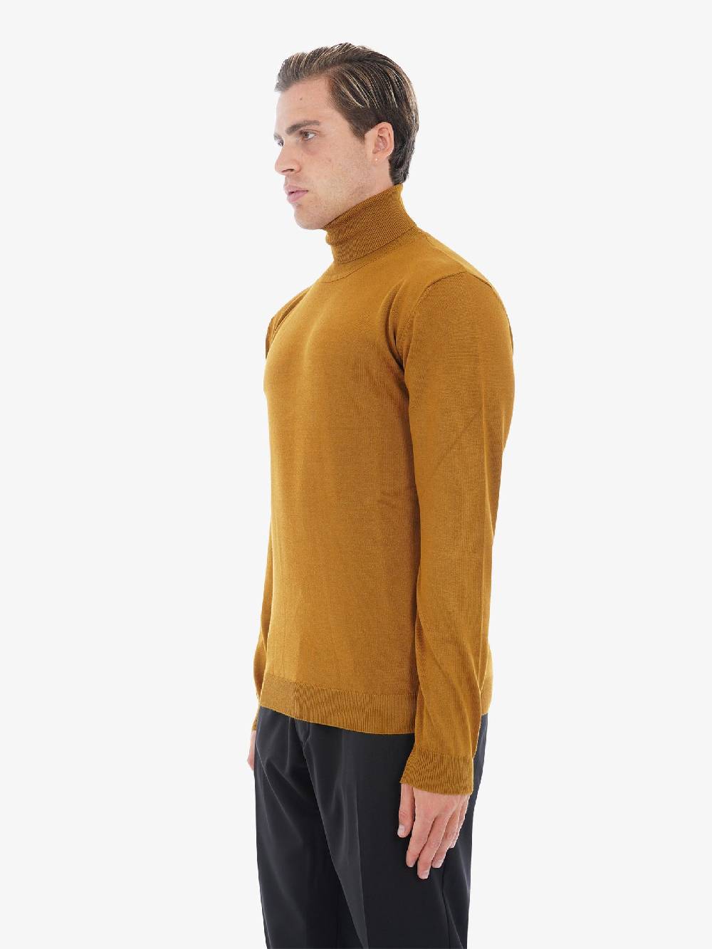 SSEINSE Maglia A Collo Alto 2501SS Uomo In Misto Viscosa Senape