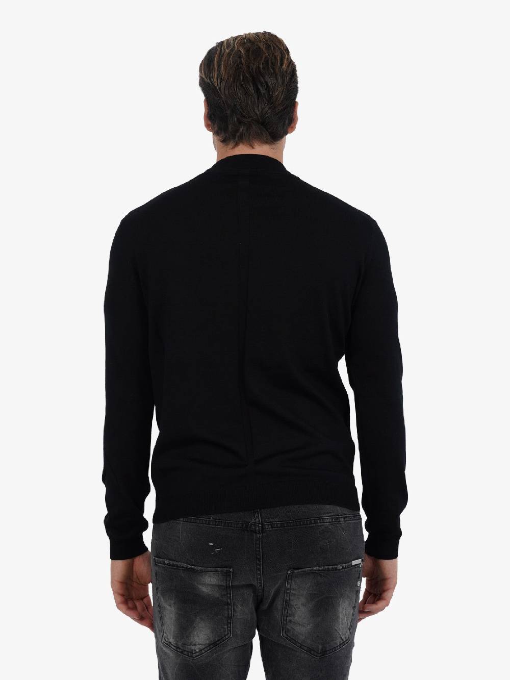 LOW BRAND Maglia A Maniche Lunghe K139 Doppio Girocollo Uomo In Lana Nero