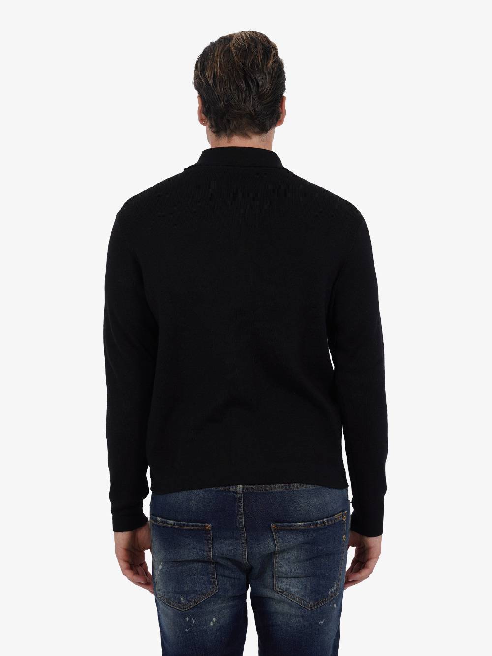 GAZZARRINI Maglia A Maniche Lunghe MI430 Uomo Nero Con Tasca