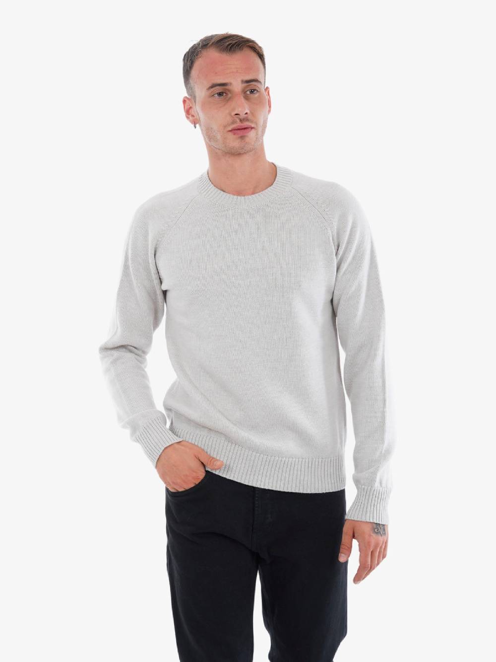 PAOLO PECORA Maglia A Maniche Lunghe Regular A05170101912 Uomo In Lana Beige