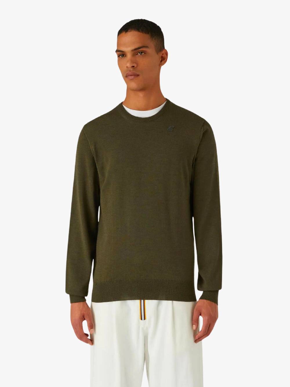K-WAY Maglia A Maniche Lunghe Sebastien Uomo Verde In Lana Merino