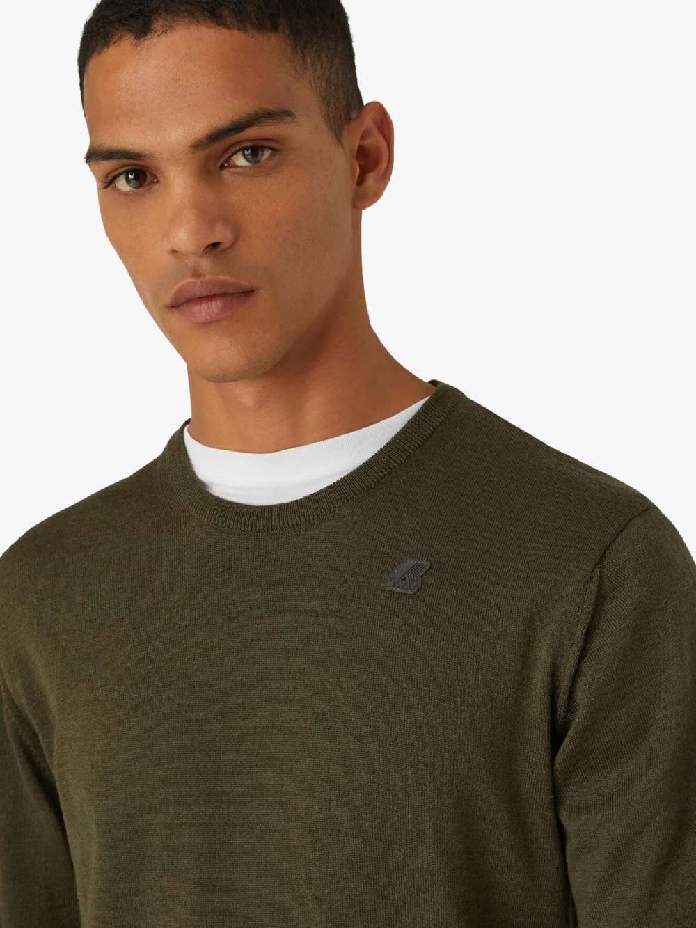 K-WAY Maglia A Maniche Lunghe Sebastien Uomo Verde In Lana Merino