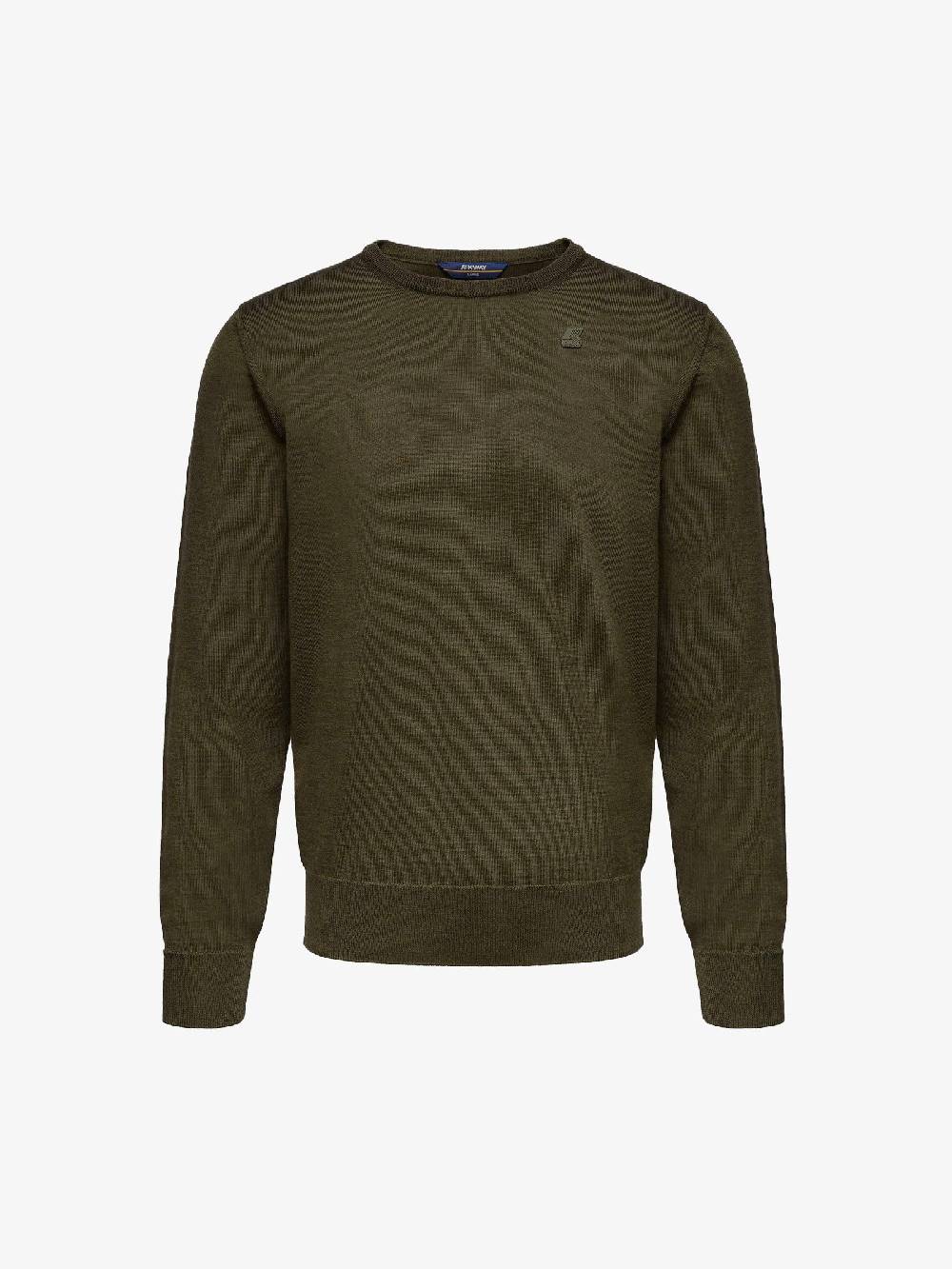 K-WAY Maglia a maniche lunghe Sebastien uomo verde in lana merino