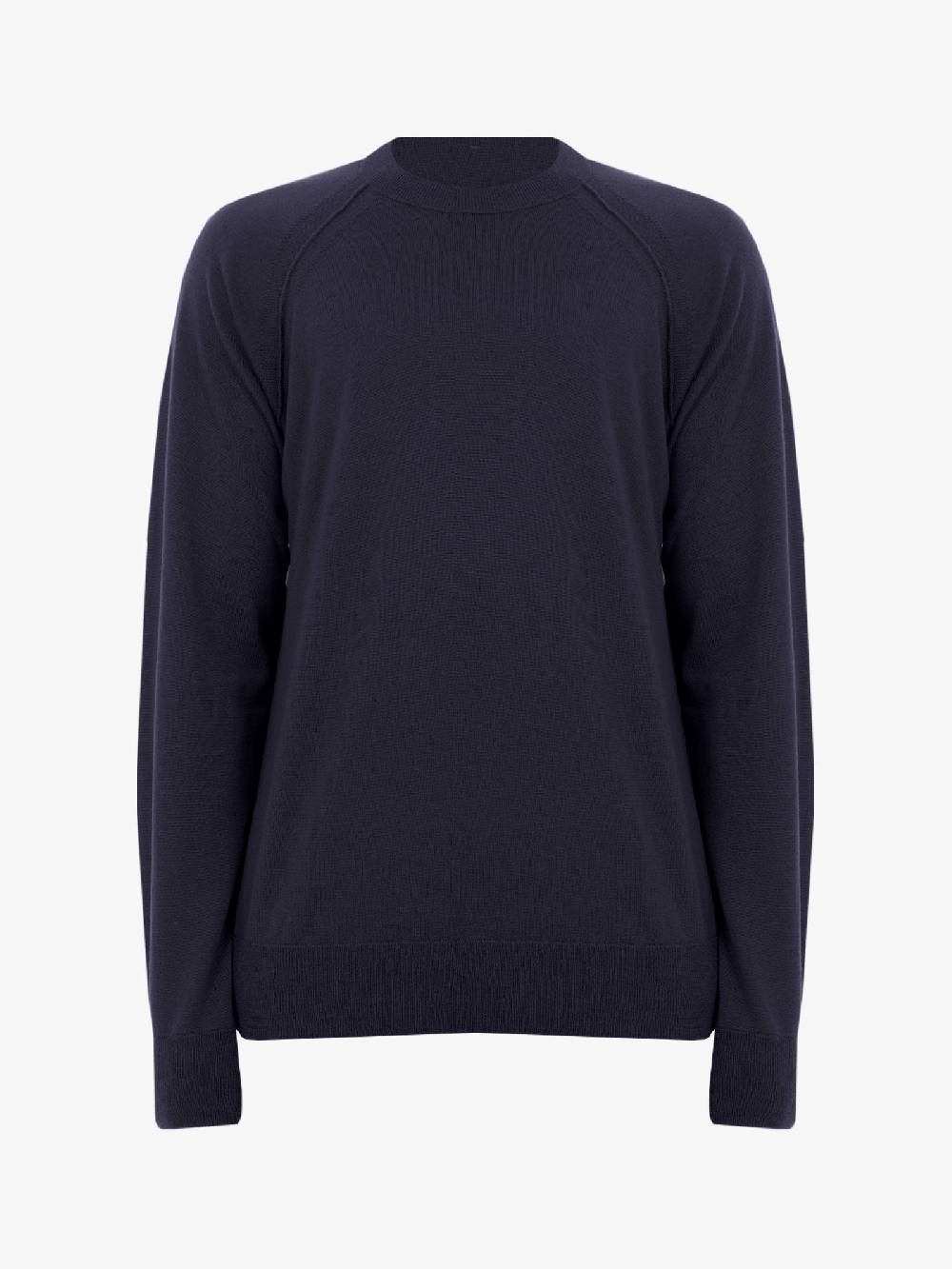 PAOLO PECORA Maglia a maniche lunghe uomo in lana merino blu scuro