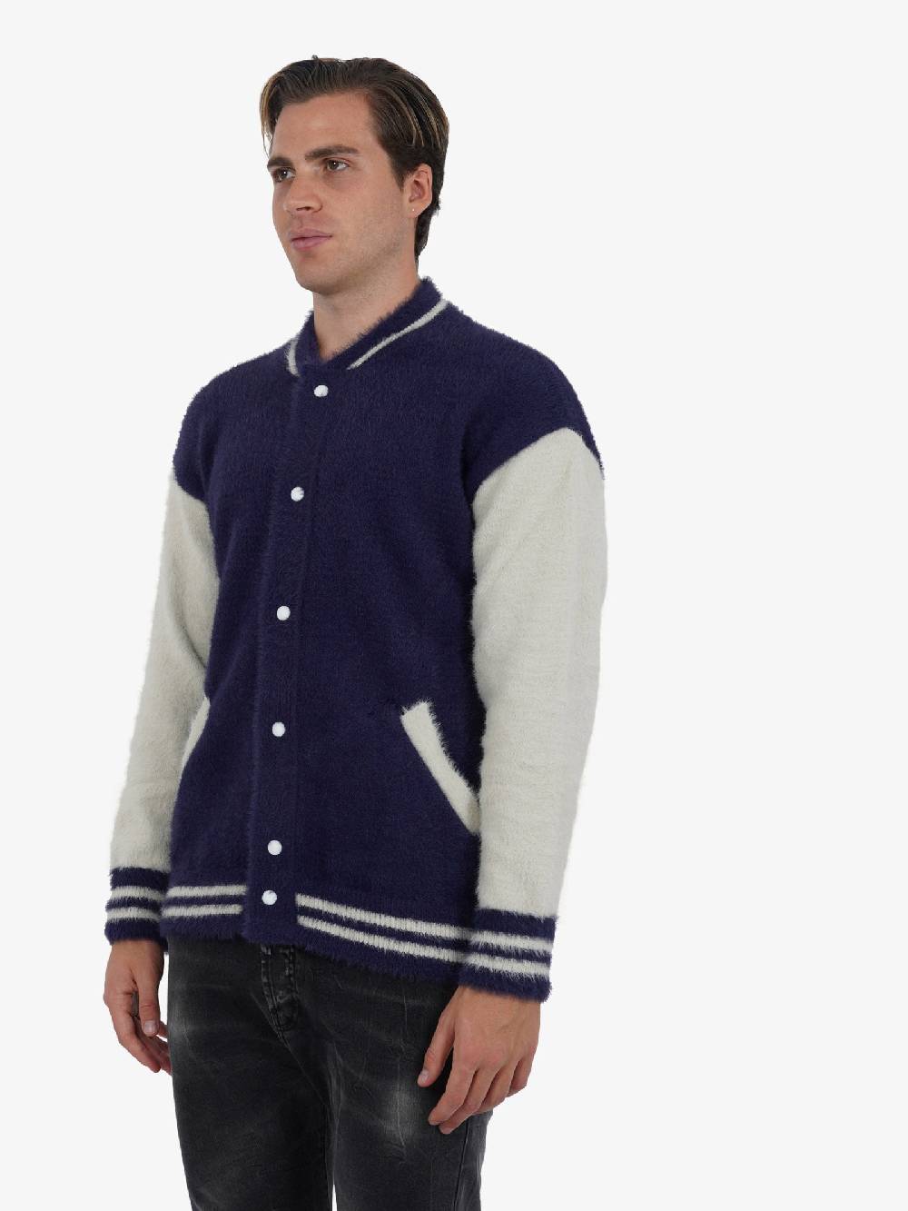 YES LONDON Maglia A Maniche Lunghe Varsity XML3545 Uomo Blu/panna