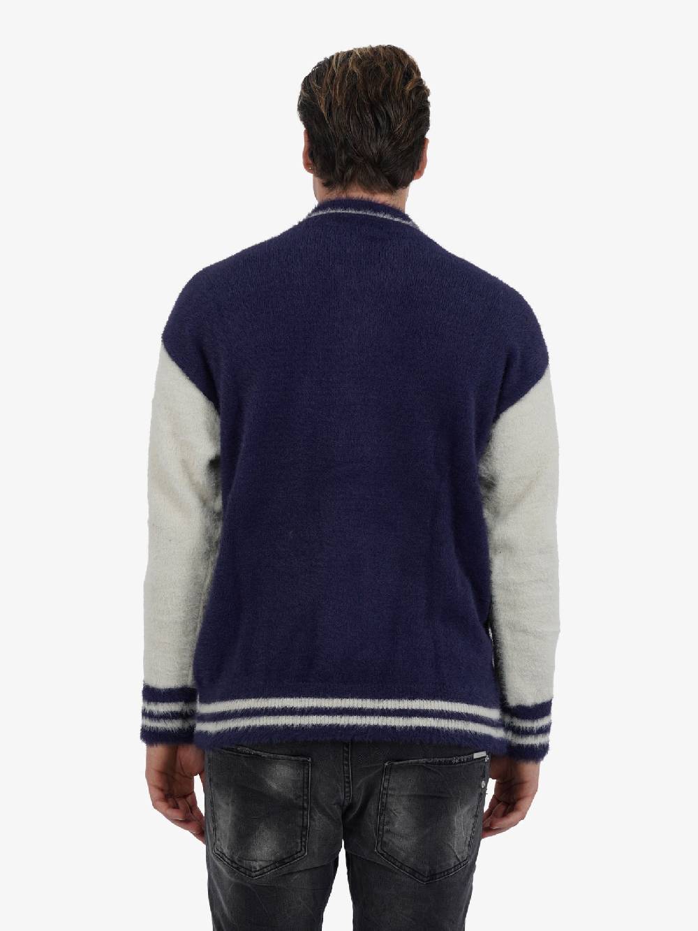 YES LONDON Maglia A Maniche Lunghe Varsity XML3545 Uomo Blu/panna