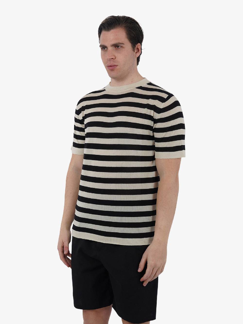 GRIFONI Maglia Girocollo Rigata GR110009/135 Uomo Cupro Beige