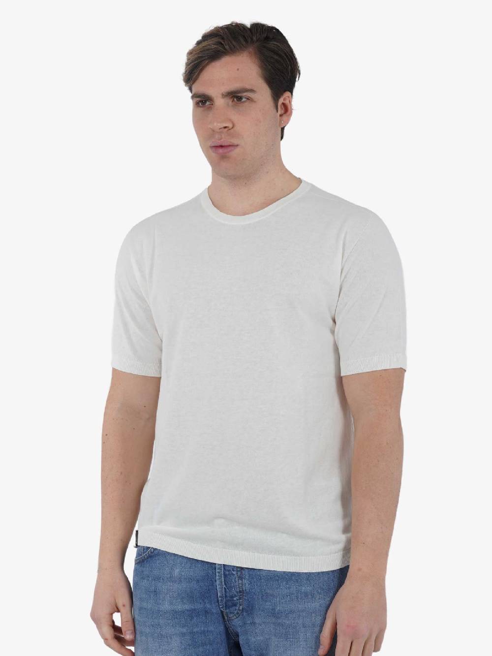 AROVESCIO Maglia Paricollo MM F15 S24M3100 Uomo Cotone Bianco