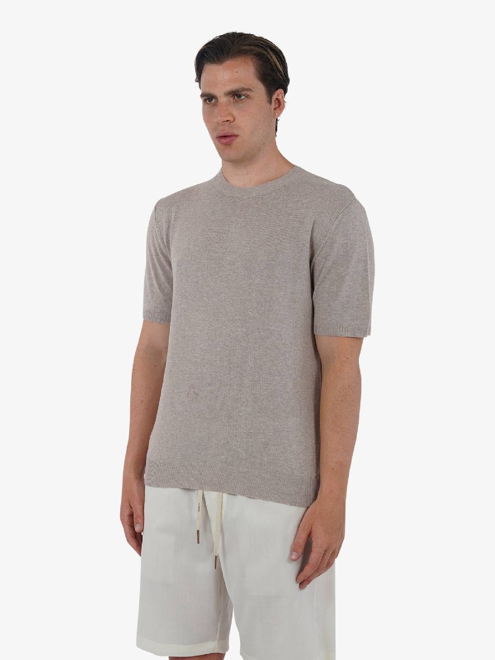 WHITE OVER Maglia Regular Girocollo ML/001 Uomo Viscosa Beige