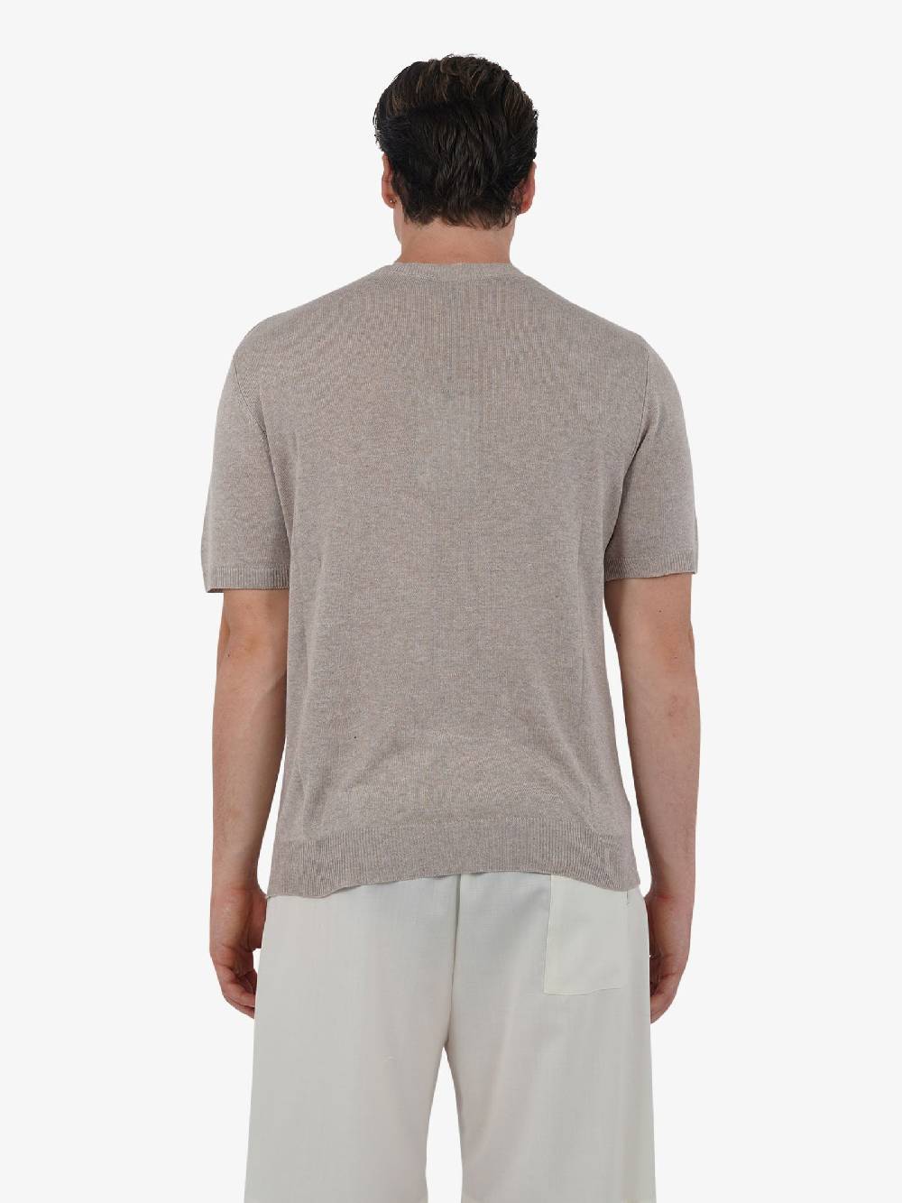 WHITE OVER Maglia Regular Girocollo ML/001 Uomo Viscosa Beige