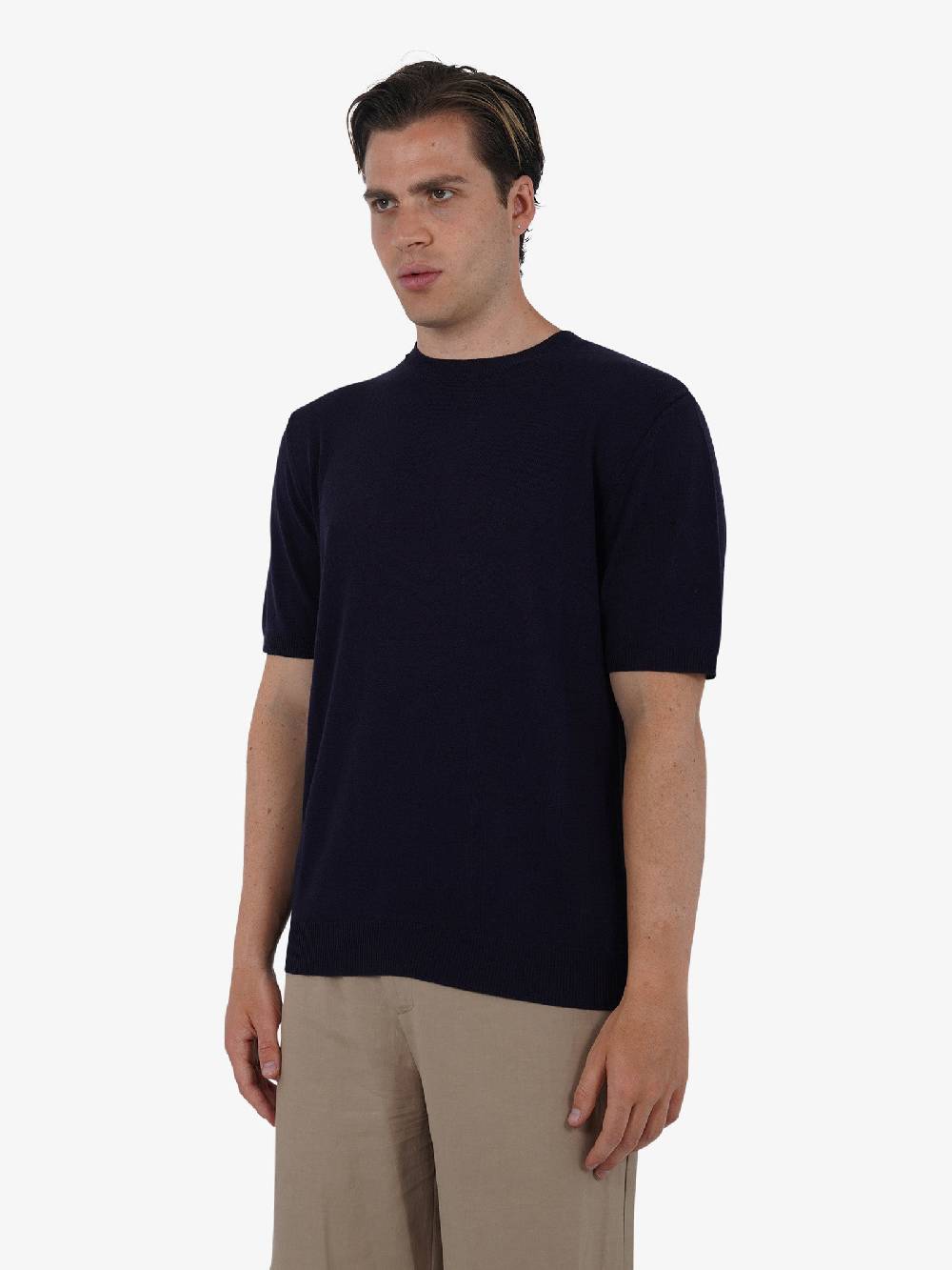 WHITE OVER Maglia Regular Girocollo ML/001 Uomo Viscosa Blu