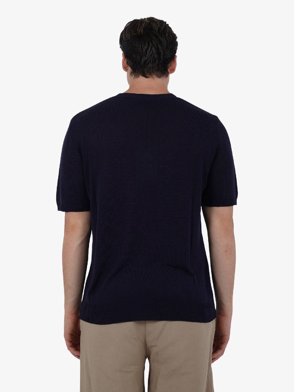 WHITE OVER Maglia Regular Girocollo ML/001 Uomo Viscosa Blu