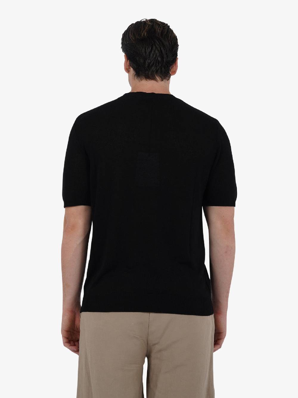 WHITE OVER Maglia Regular Girocollo ML/001 Uomo Viscosa Nero