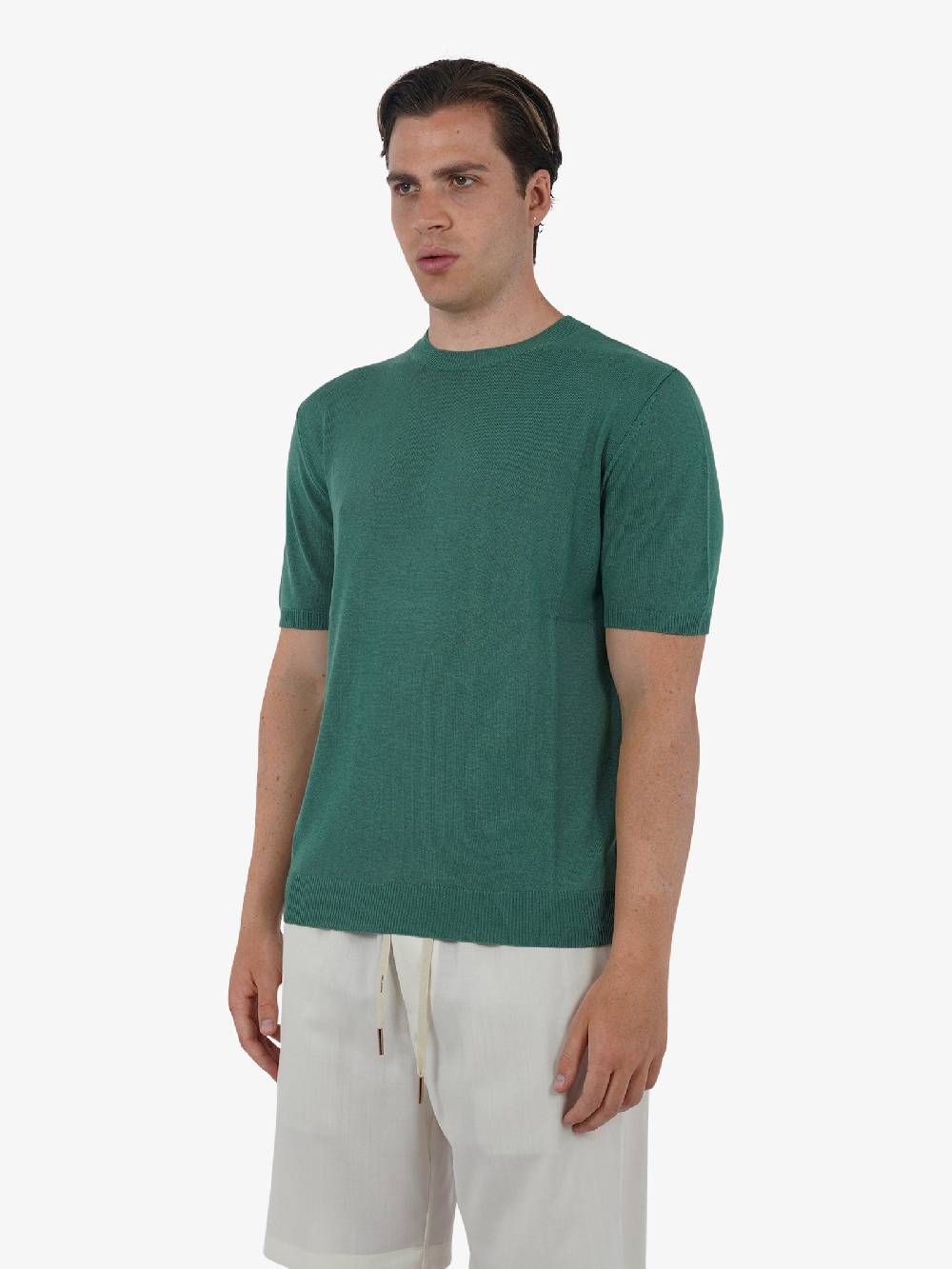 WHITE OVER Maglia Regular Girocollo ML/001 Uomo Viscosa Verde