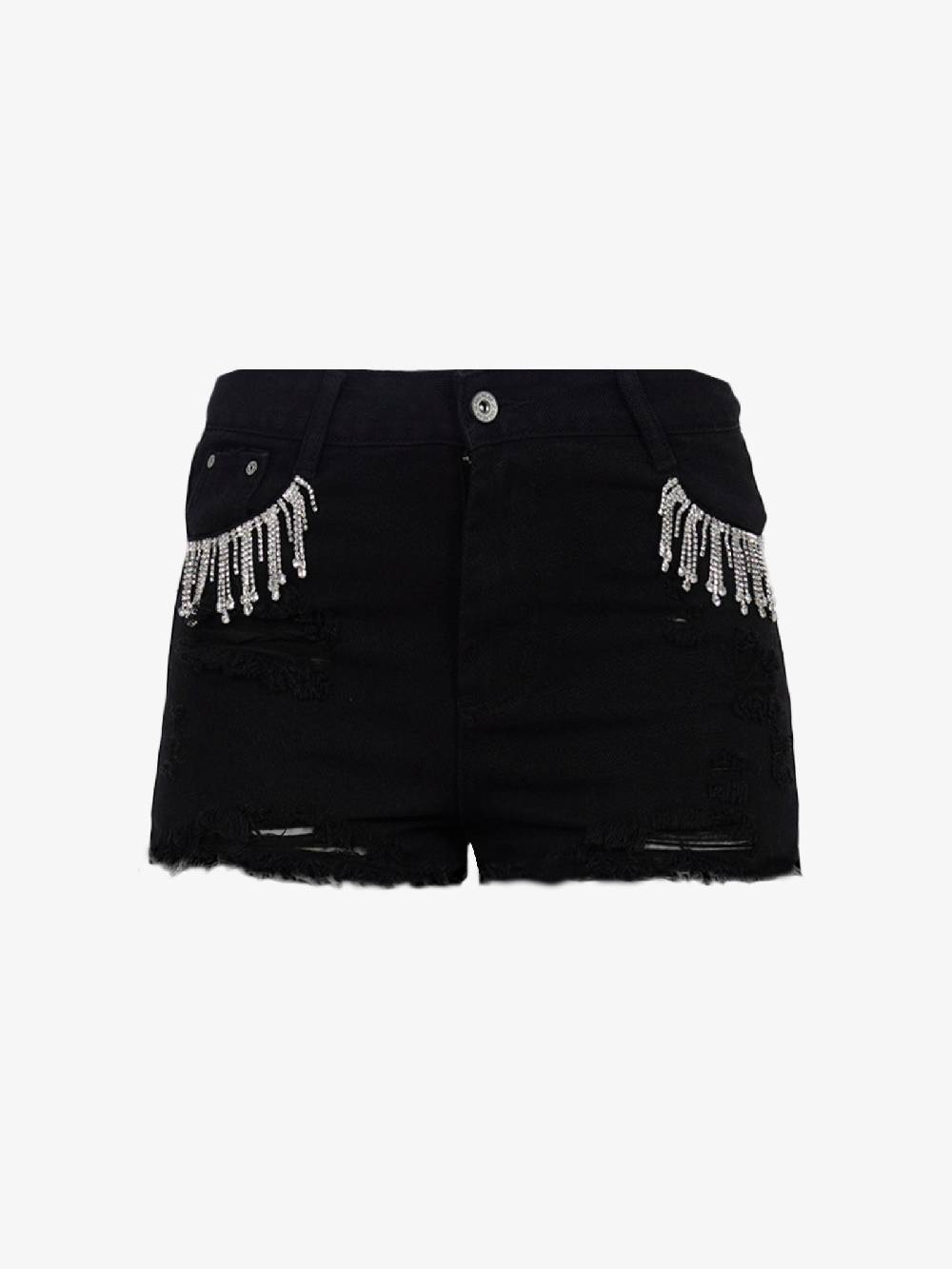 MARC ELLIS Shorts Donna In Denim Nero Con Borchie