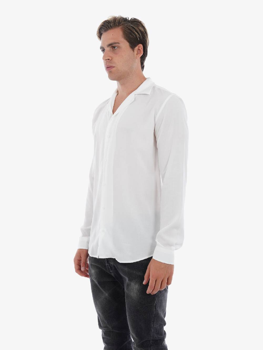 MARSEM Camicia In Viscosa Uomo Senza Pieghe Bianco