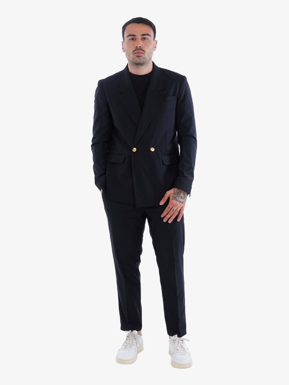 MARSEM Completo Elegante Doppiopetto Uomo Nero/oro