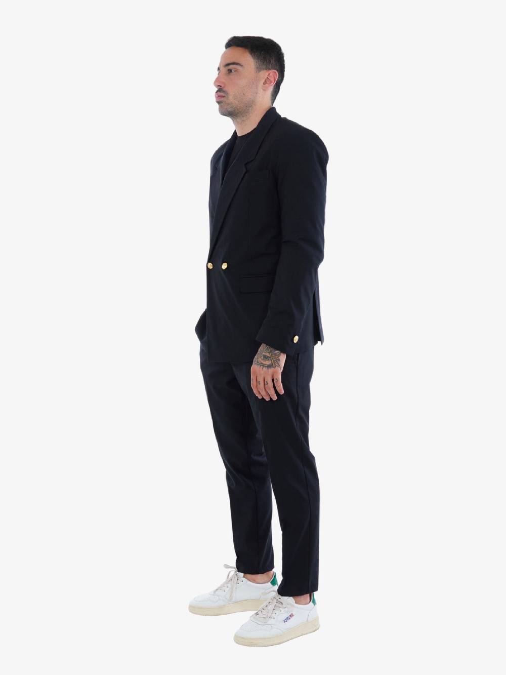 MARSEM Completo Elegante Doppiopetto Uomo Nero/oro