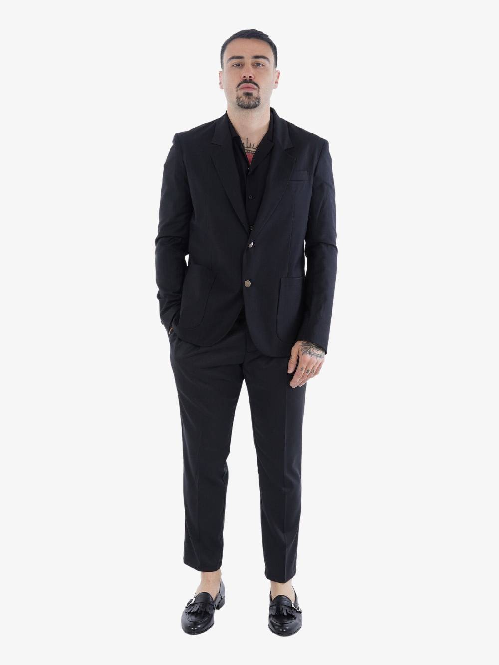 MARSEM Completo Elegante Monopetto Uomo Nero